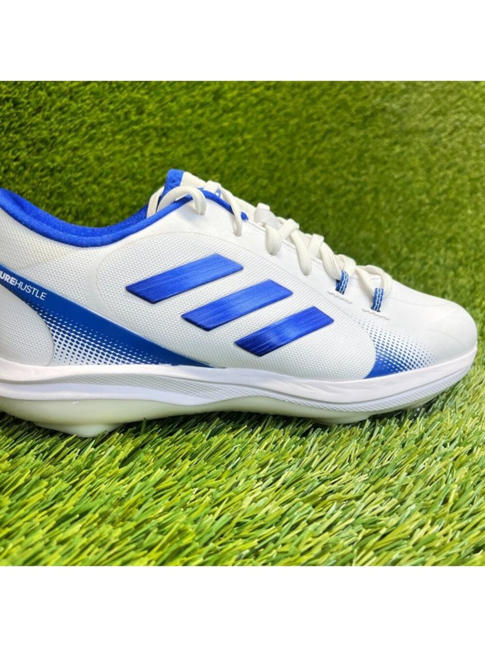 Adidas Purehustle 2.0 Womens Size 6.5 White Blue Running Outdoor Softball Cleats